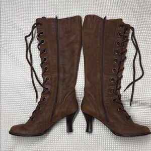 Brown Leather Bronx Lace-Up Knee-High Boots - Size 37 (6.5)